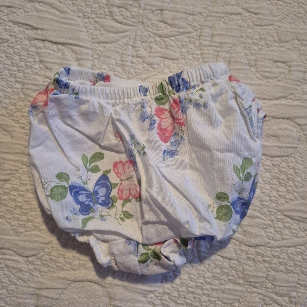 Janie and Jack girls size 0-3 months floral design ruffle tush bloomers VGUC